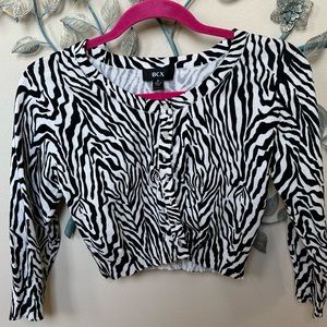 ❤️BCX zebra print shrug sweater Mob Wife cardigan EUC medium CLEARANCE